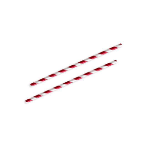 Straight Paper Straws 6x197mm (3 PLY)Red Stripe - 250/SLV x 10